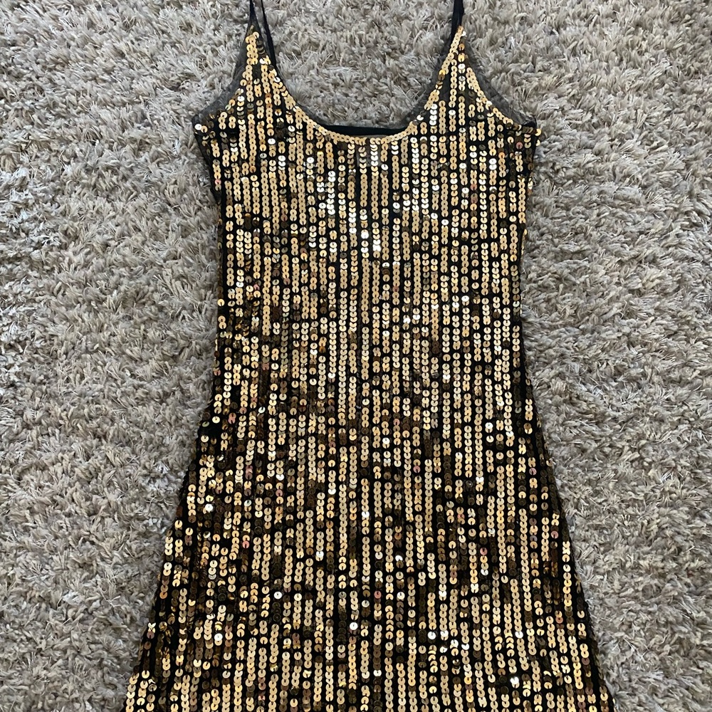 Arden B Gold Sequin Mini Dress/Coverup - Pre Owned